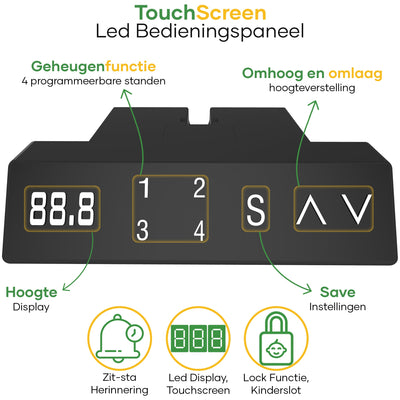 verstelbaar Zit-sta bureau 118x60 bedieniningspaneel