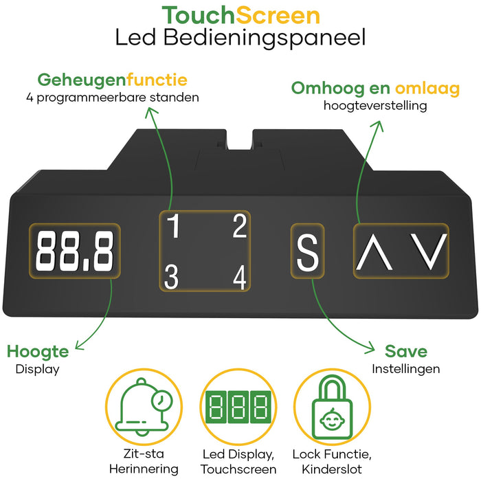 verstelbaar Zit-sta bureau 118x60 bedieniningspaneel