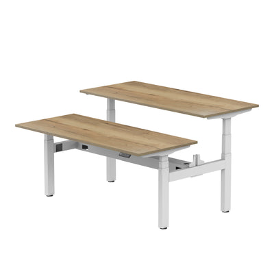 Duo zit-sta bureau S4 in wit authentiek eiken