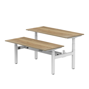 Sitz-Steh-Schreibtisch S4 140x80 Weiß / Echtholz Eiche 