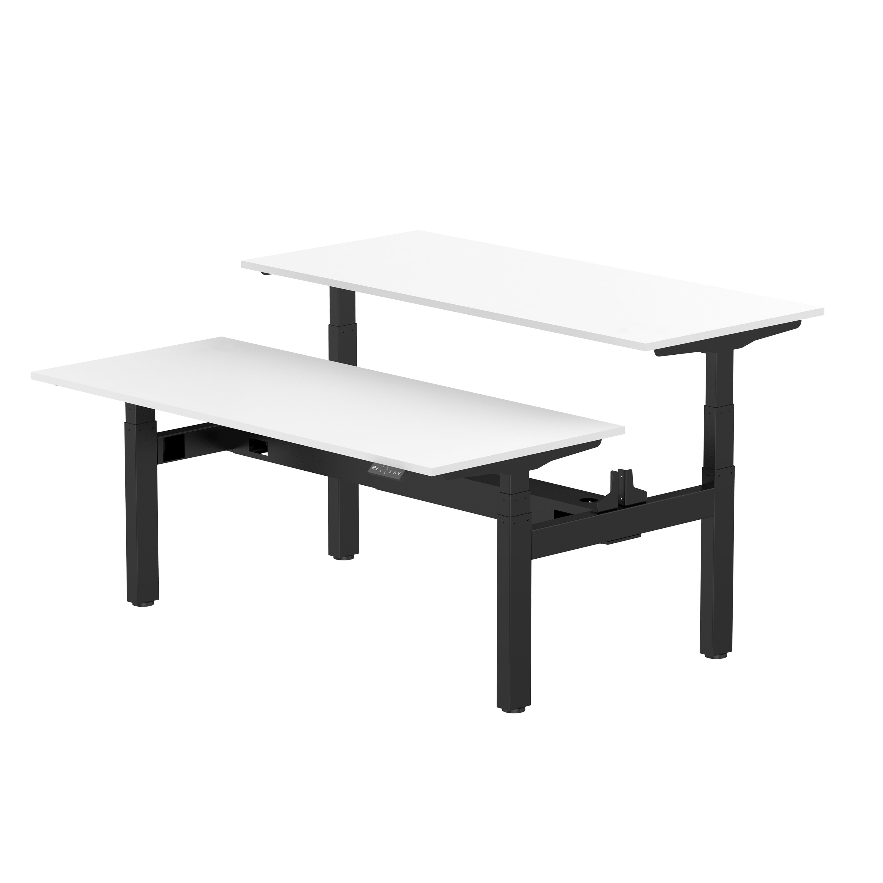 Sitz-Steh-Schreibtisch S4 140x80 Weiß / Echtholz Eiche 