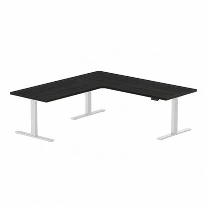 Sitz-Steh-Eckschreibtisch 180x160x80 Schwarz / Echtholz Eiche