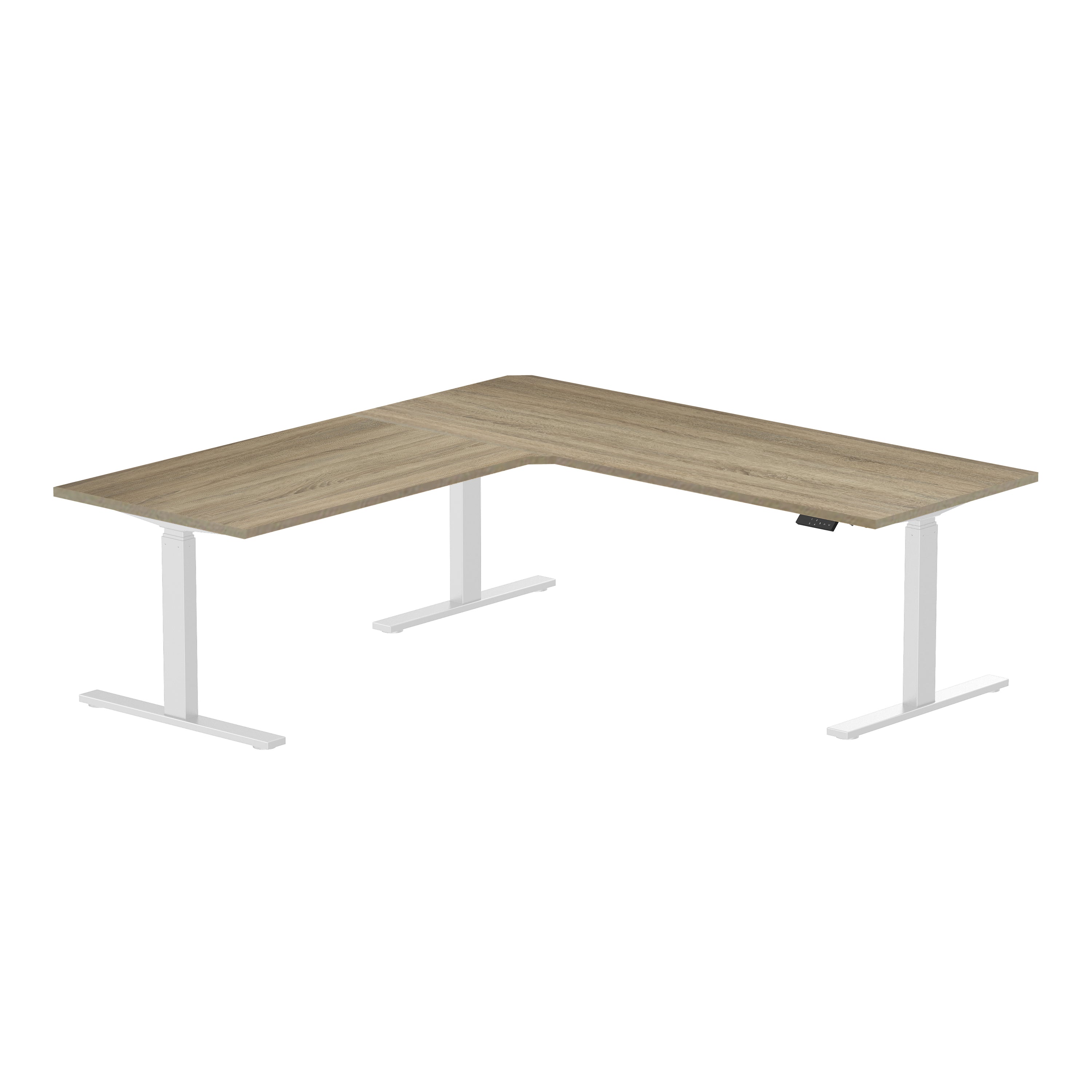 Sitz-Steh-Eckschreibtisch 180x160x80 Schwarz / Echtholz Eiche