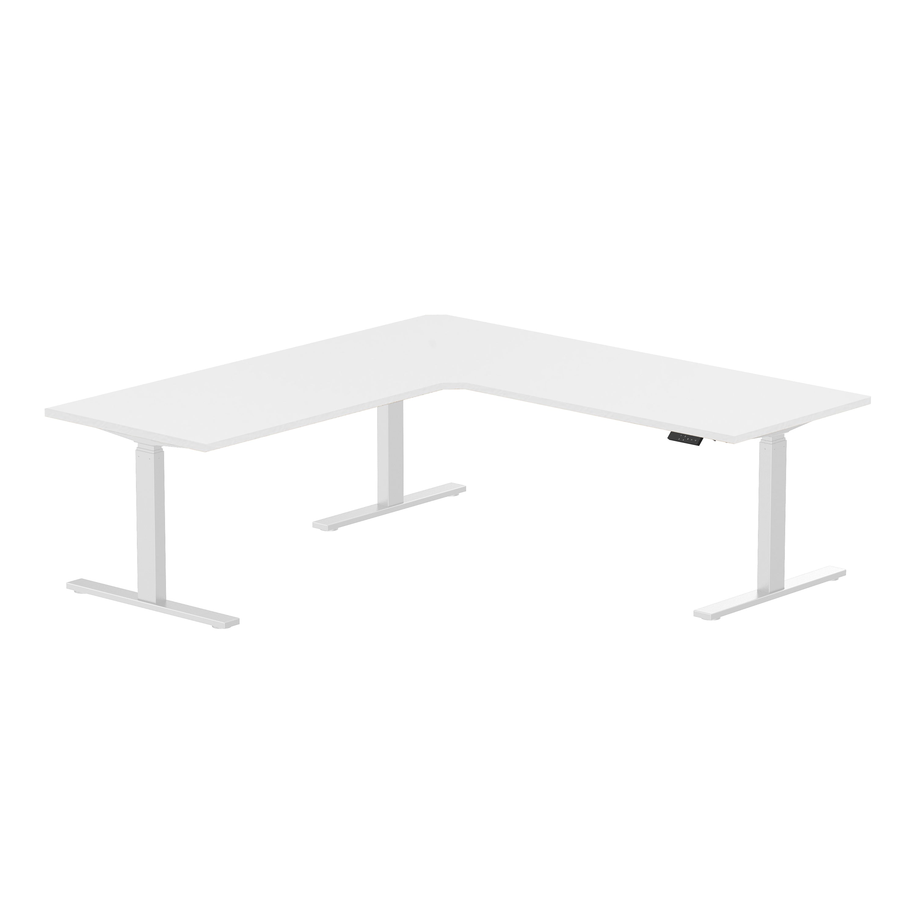 Sitz-Steh-Eckschreibtisch 180x160x80 Schwarz / Echtholz Eiche