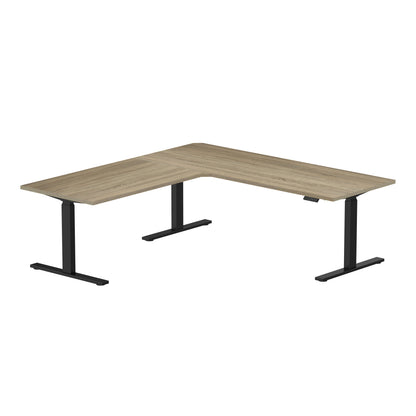 Sitz-Steh-Eckschreibtisch 180x160x80 Schwarz / Echtholz Eiche