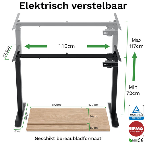 Bureau onderstel compact zwart