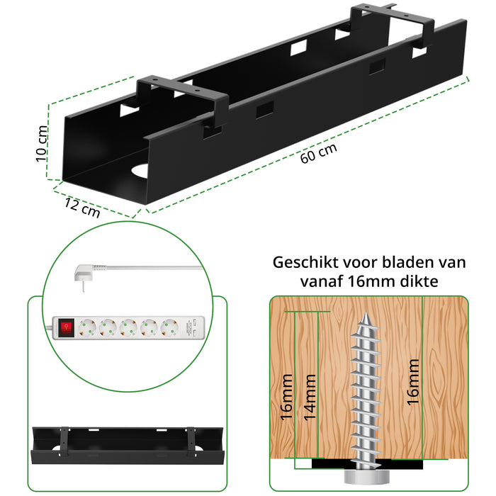 Kabelgoot 60 cm zwart