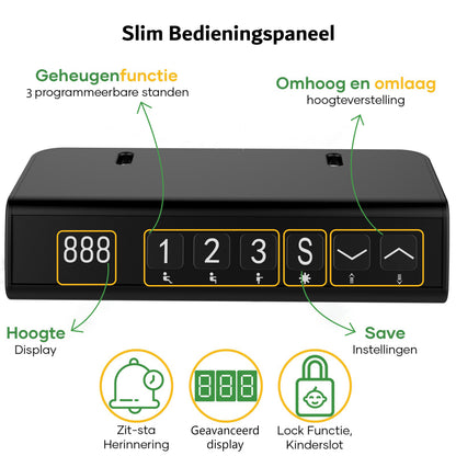 Sitz-Steh-Schreibtisch kompakt 118x60 Schwarz / Eiche Natur