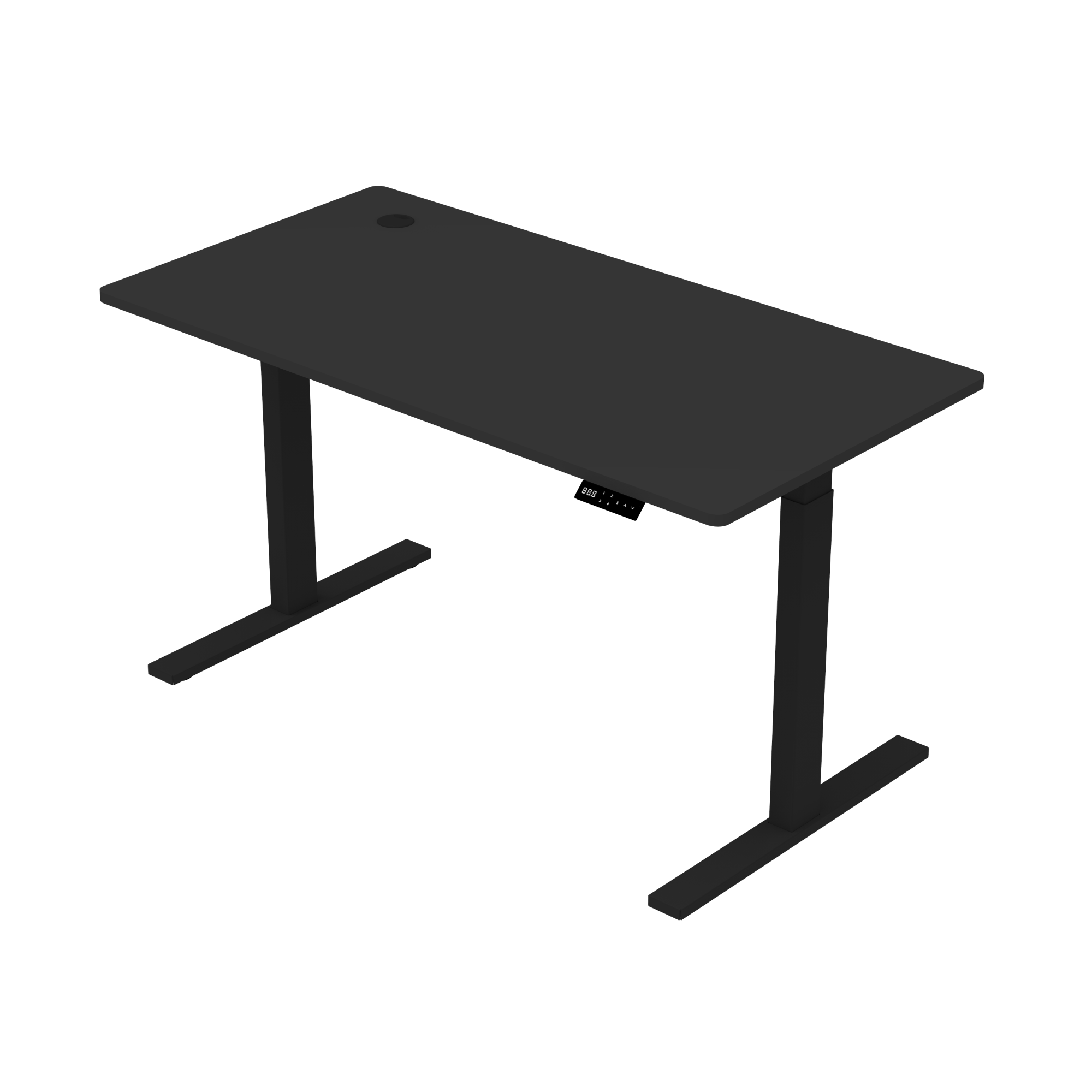 Sitz-Steh-Schreibtisch S1 140x70 Schwarz / Vintage Eiche