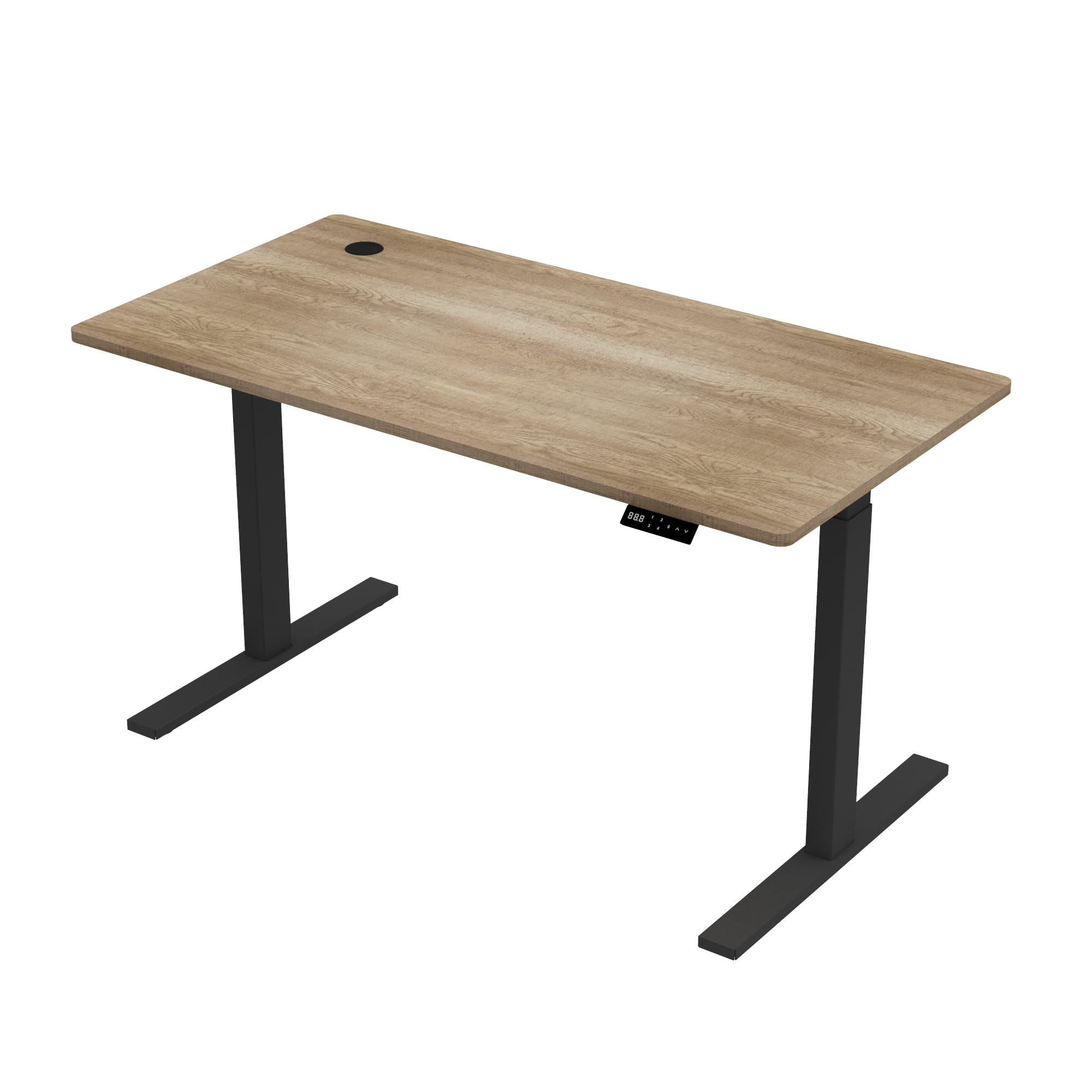 Sitz-Steh-Schreibtisch S1 140x70 Schwarz / Vintage Eiche