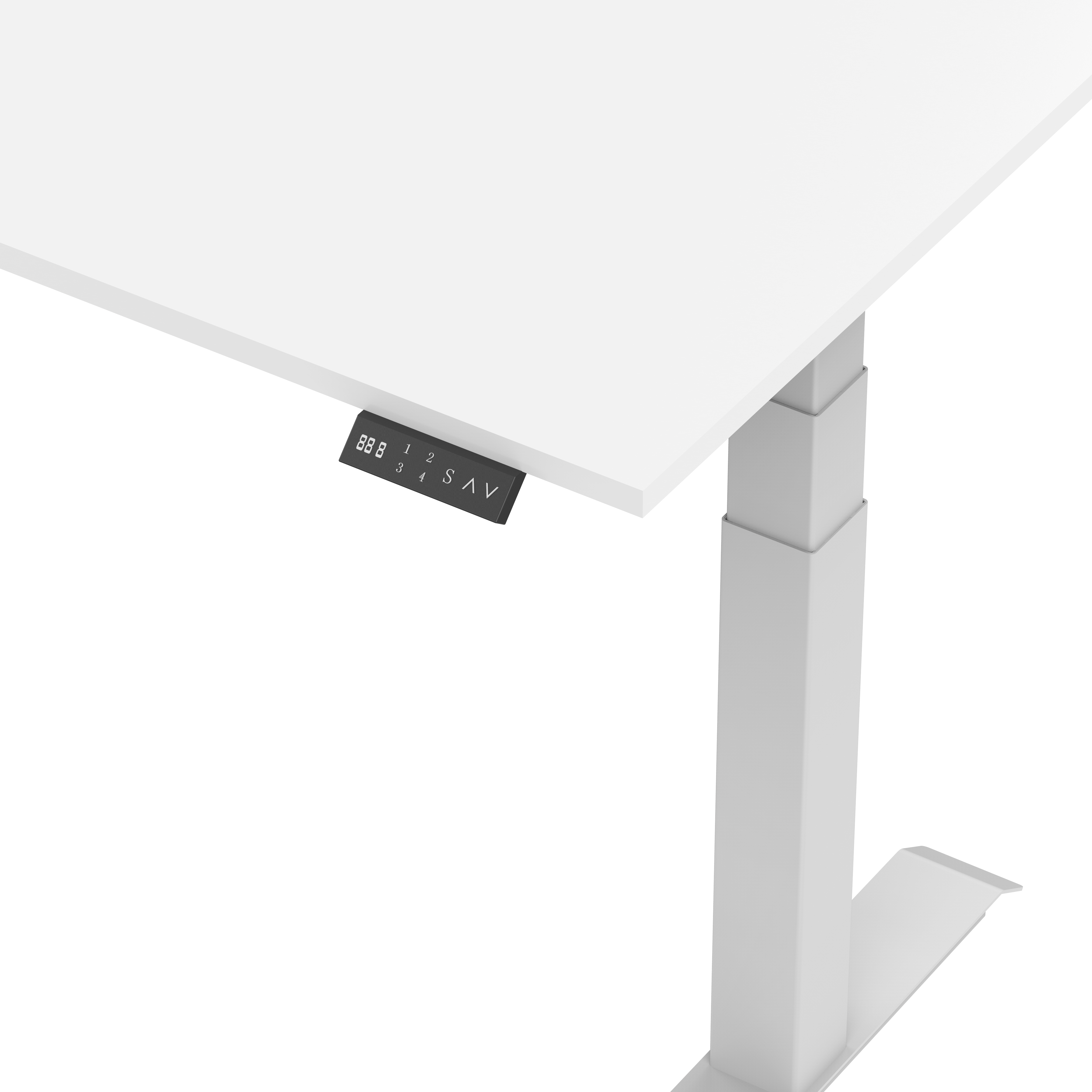 Sitz-Steh-Schreibtisch S2 140x80 Weiß / Echtholz Eiche 