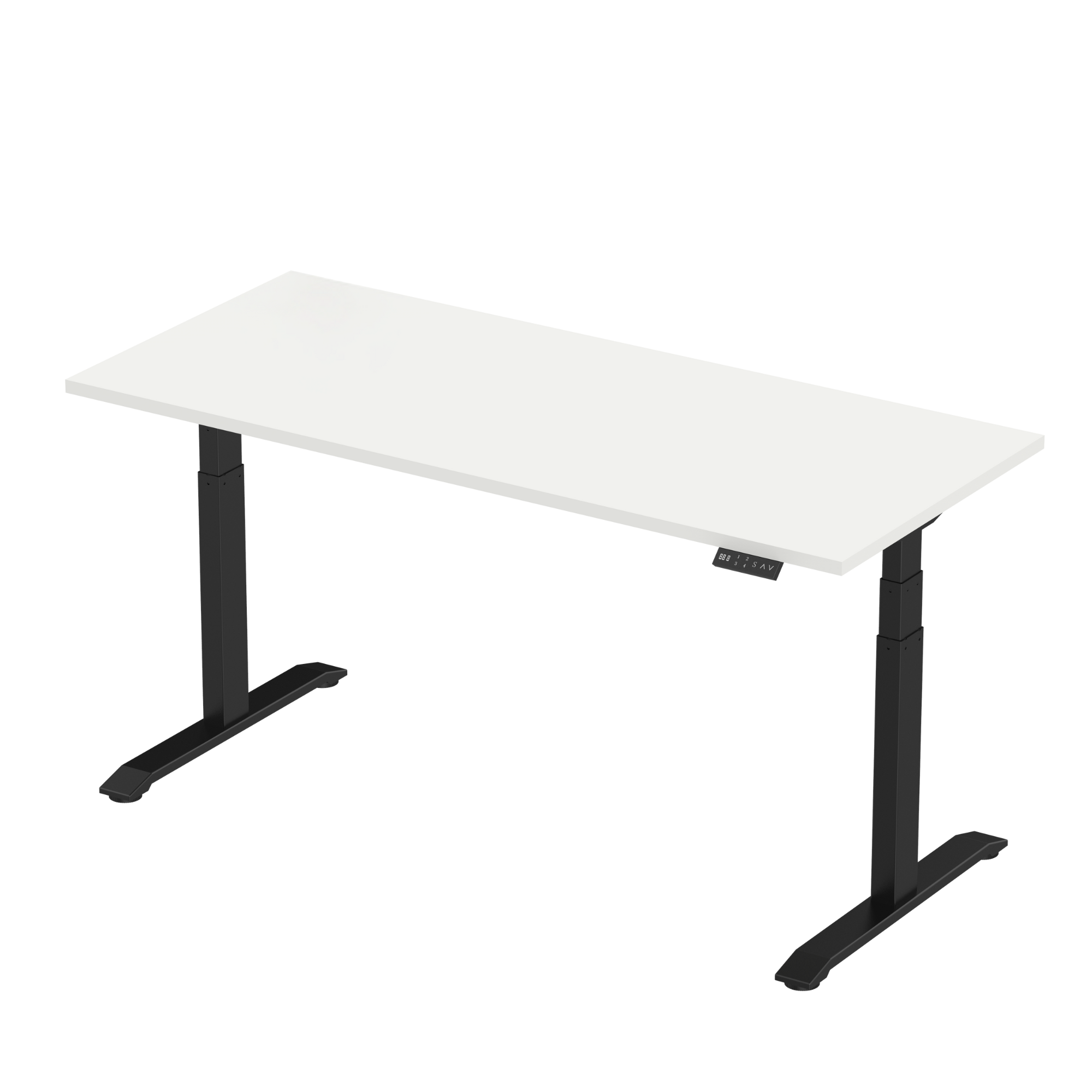 Sitz-Steh-Schreibtisch S2 140x80 Weiß / Echtholz Eiche 