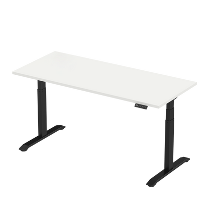 Sitz-Steh-Schreibtisch S2 140x80 Weiß / Echtholz Eiche 