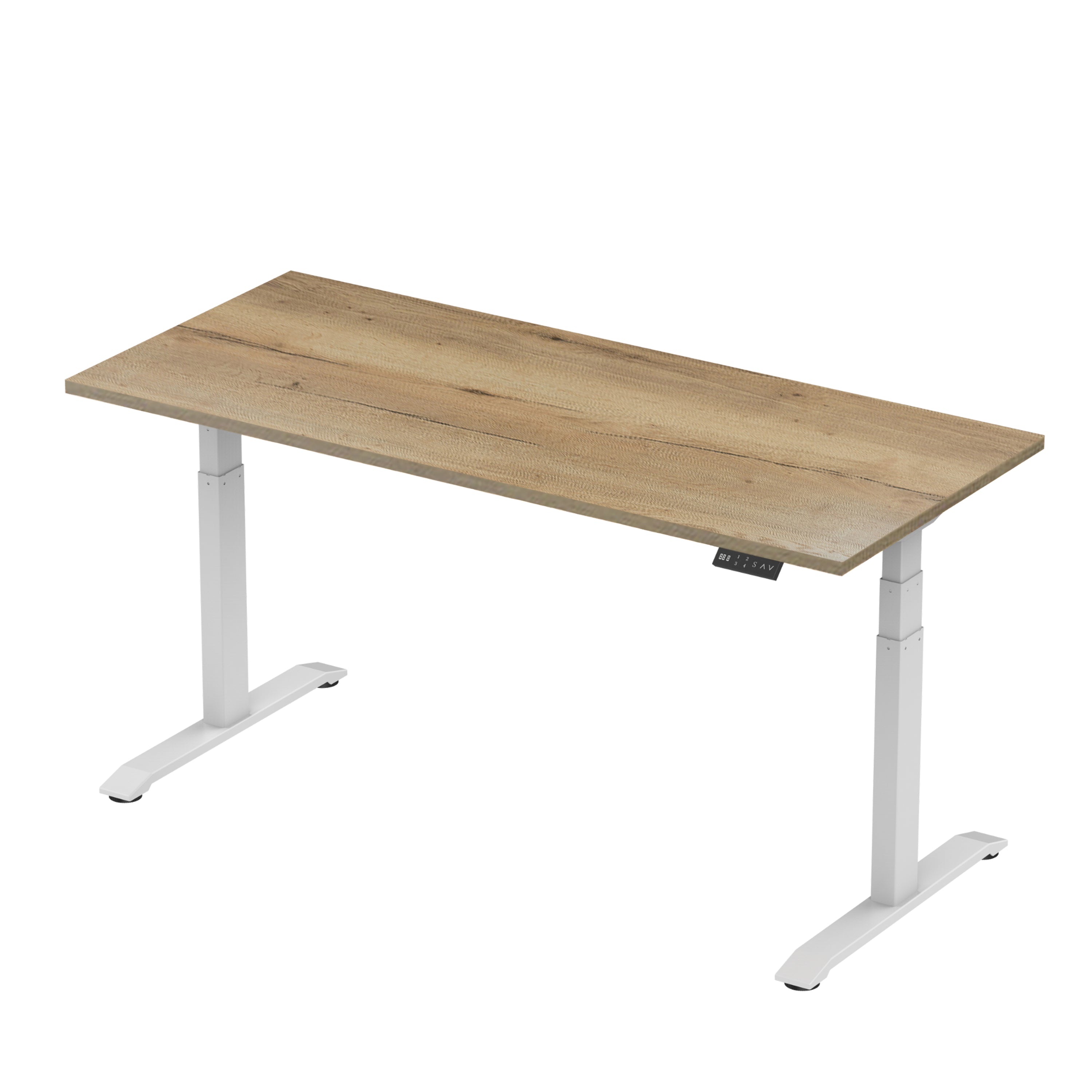 Sitz-Steh-Schreibtisch S2 140x80 Weiß / Echtholz Eiche 