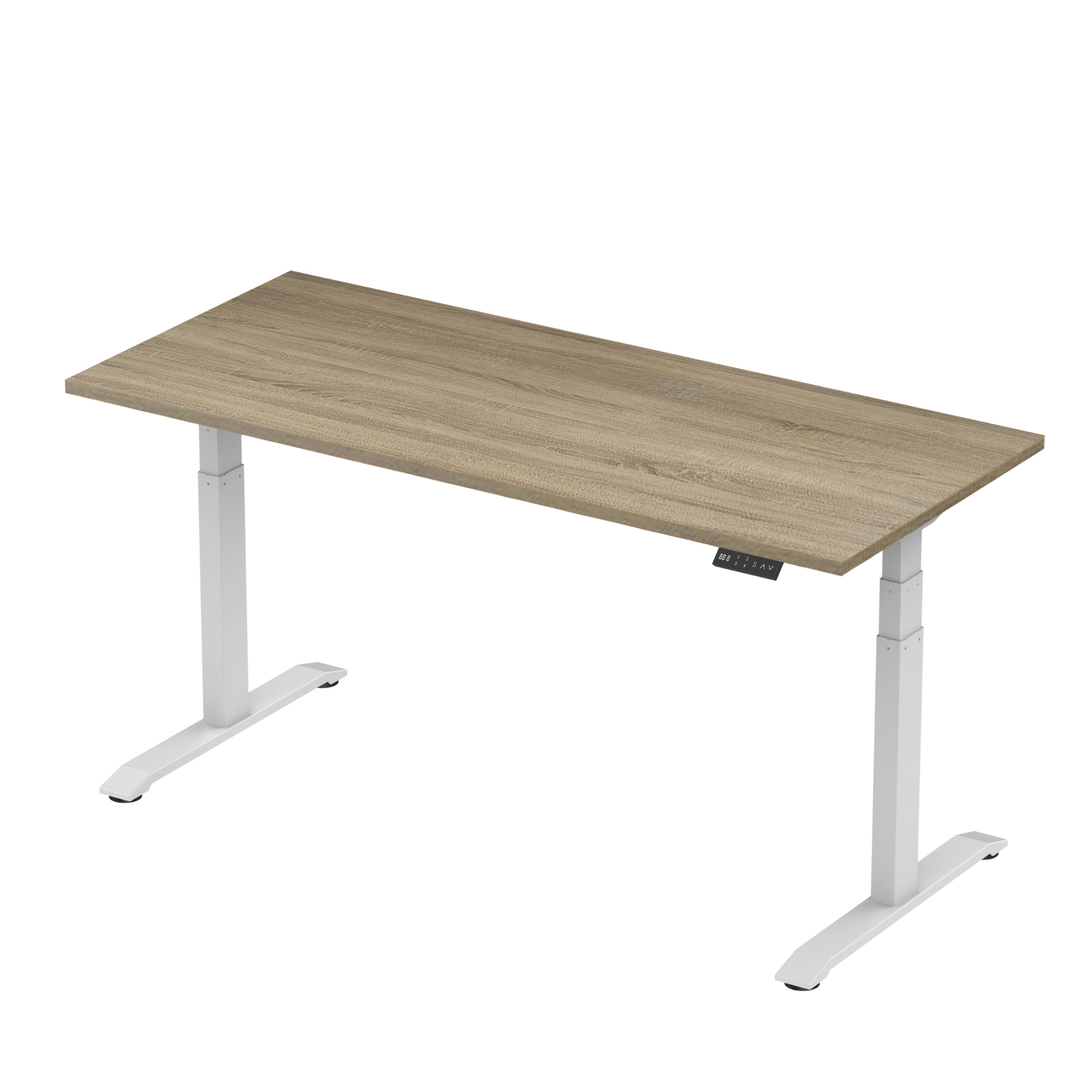 Sitz-Steh-Schreibtisch S2 140x80 Weiß / Echtholz Eiche 