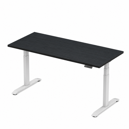 Sitz-Steh-Schreibtisch S2 140x80 Weiß / Echtholz Eiche 