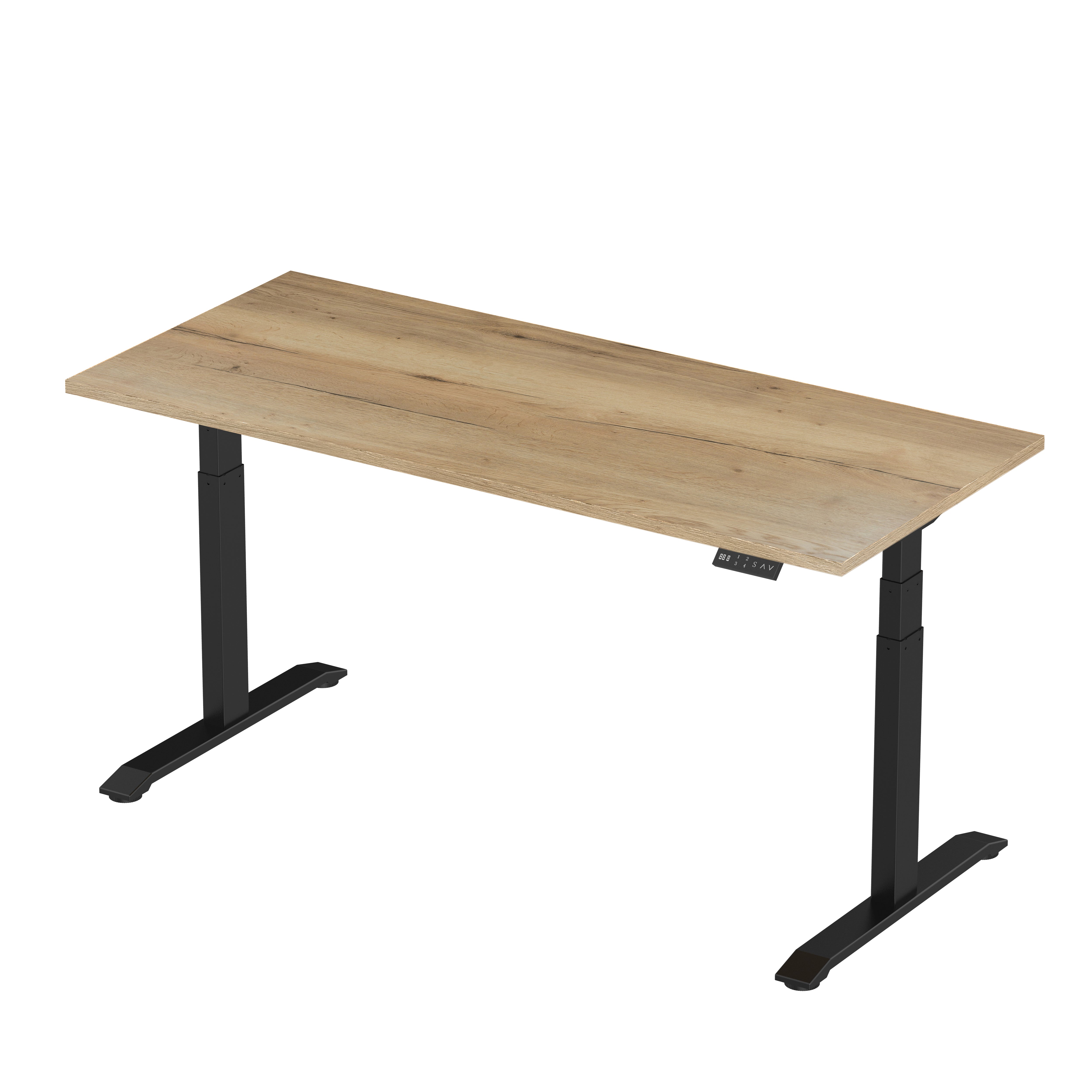 Sitz-Steh-Schreibtisch S2 140x80 Weiß / Echtholz Eiche 