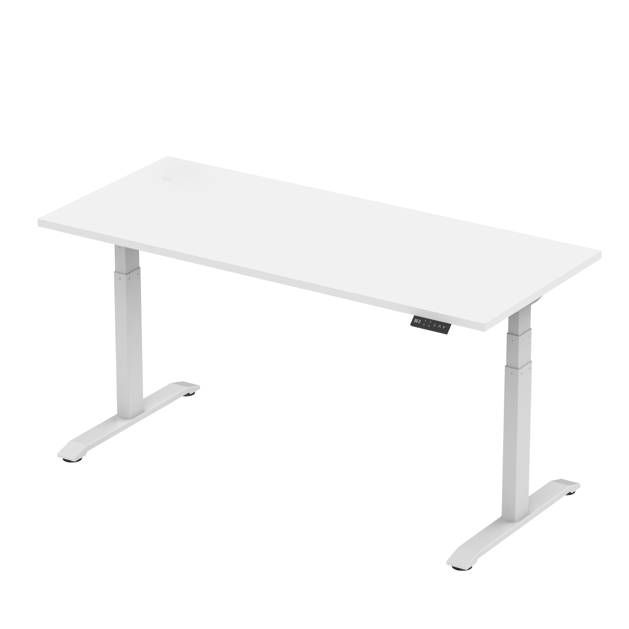 Sitz-Steh-Schreibtisch S2 140x80 Weiß / Echtholz Eiche 