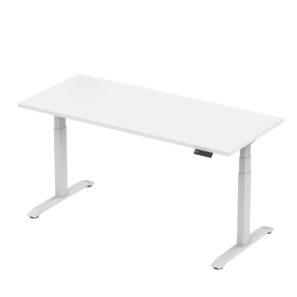 Sitz-Steh-Schreibtisch S2 140x80 Weiß / Echtholz Eiche 
