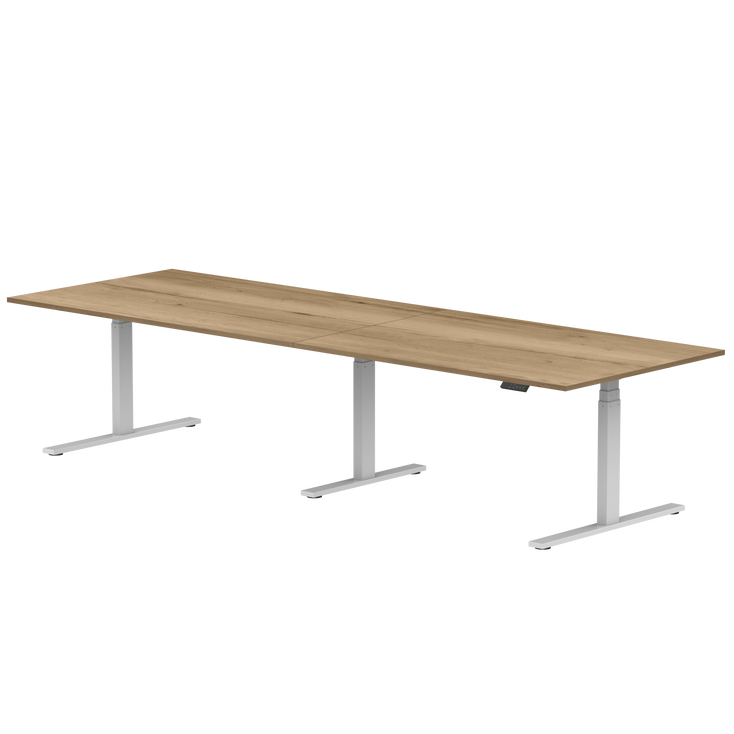 Sitz-Steh-Schreibtisch S3 320x80 Weiß / Echtholz Eiche 