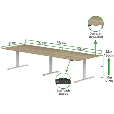 Sitz-Steh-Schreibtisch S3 240x80 Schwarz / Echtholz Eiche 