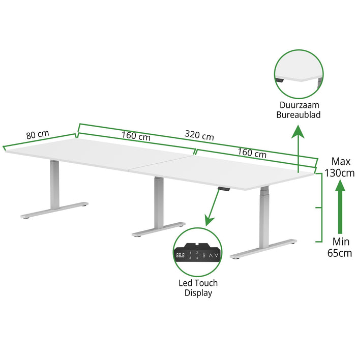 Zit-sta bureau S3 320x80 Wit / Puur wit