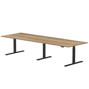 Sitz-Steh-Schreibtisch S3 280x80 Schwarz / Echtholz Eiche 