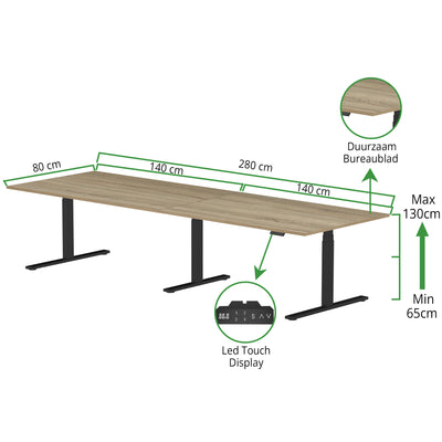 Sitz-Steh-Schreibtisch S3 240x80 Schwarz / Echtholz Eiche 