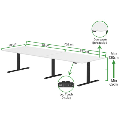 Sitz-Steh-Schreibtisch S3 240x80 Schwarz / Echtholz Eiche 