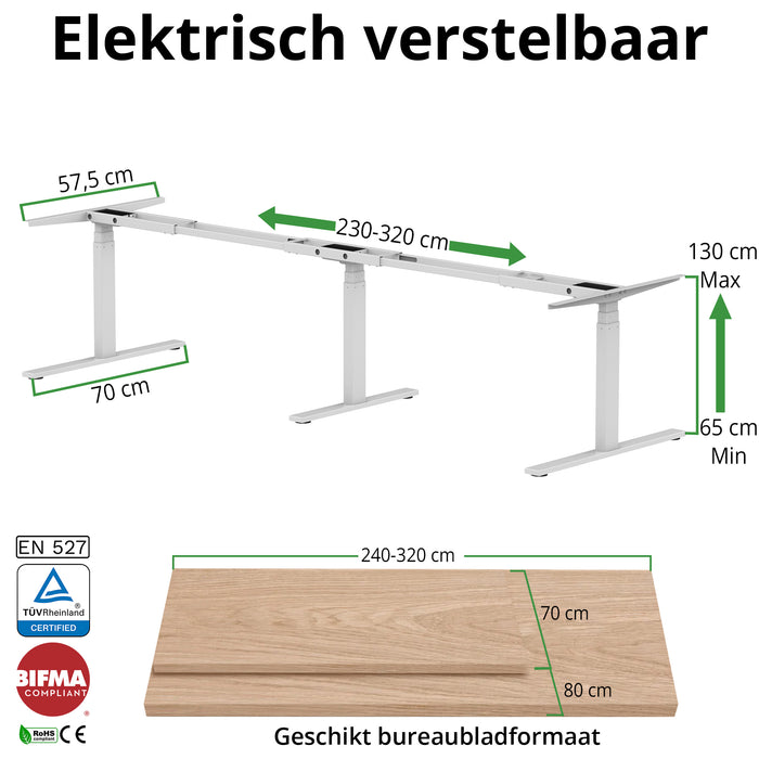 Bureau onderstel verlengd S3 wit