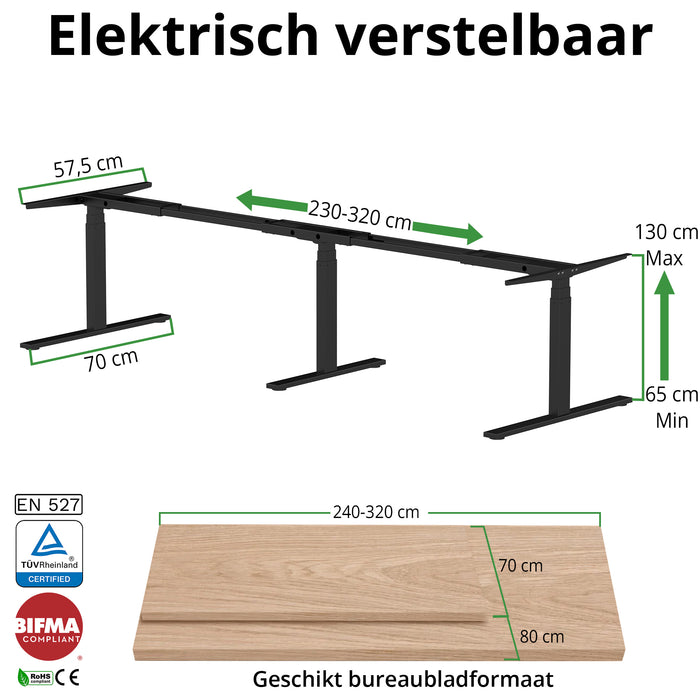 Bureau onderstel verlengd S3 zwart