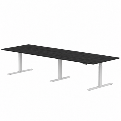 Sitz-Steh-Schreibtisch S3 240x80 Schwarz / Echtholz Eiche 