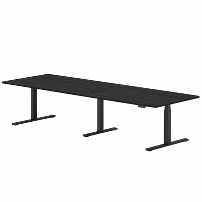 Sitz-Steh-Schreibtisch S3 240x80 Schwarz / Echtholz Eiche 