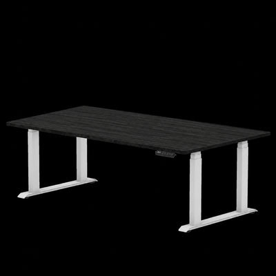 Sitz-Steh-Schreibtisch S5 200x100 Schwarz / Echtholz Eiche 