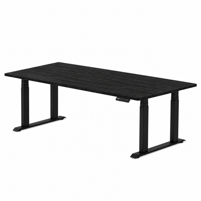 Sitz-Steh-Schreibtisch S5 200x100 Schwarz / Echtholz Eiche 