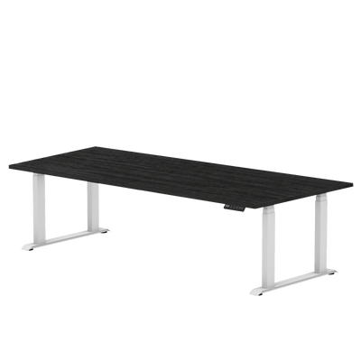 Sitz-Steh-Schreibtisch S5 200x100 Schwarz / Echtholz Eiche 