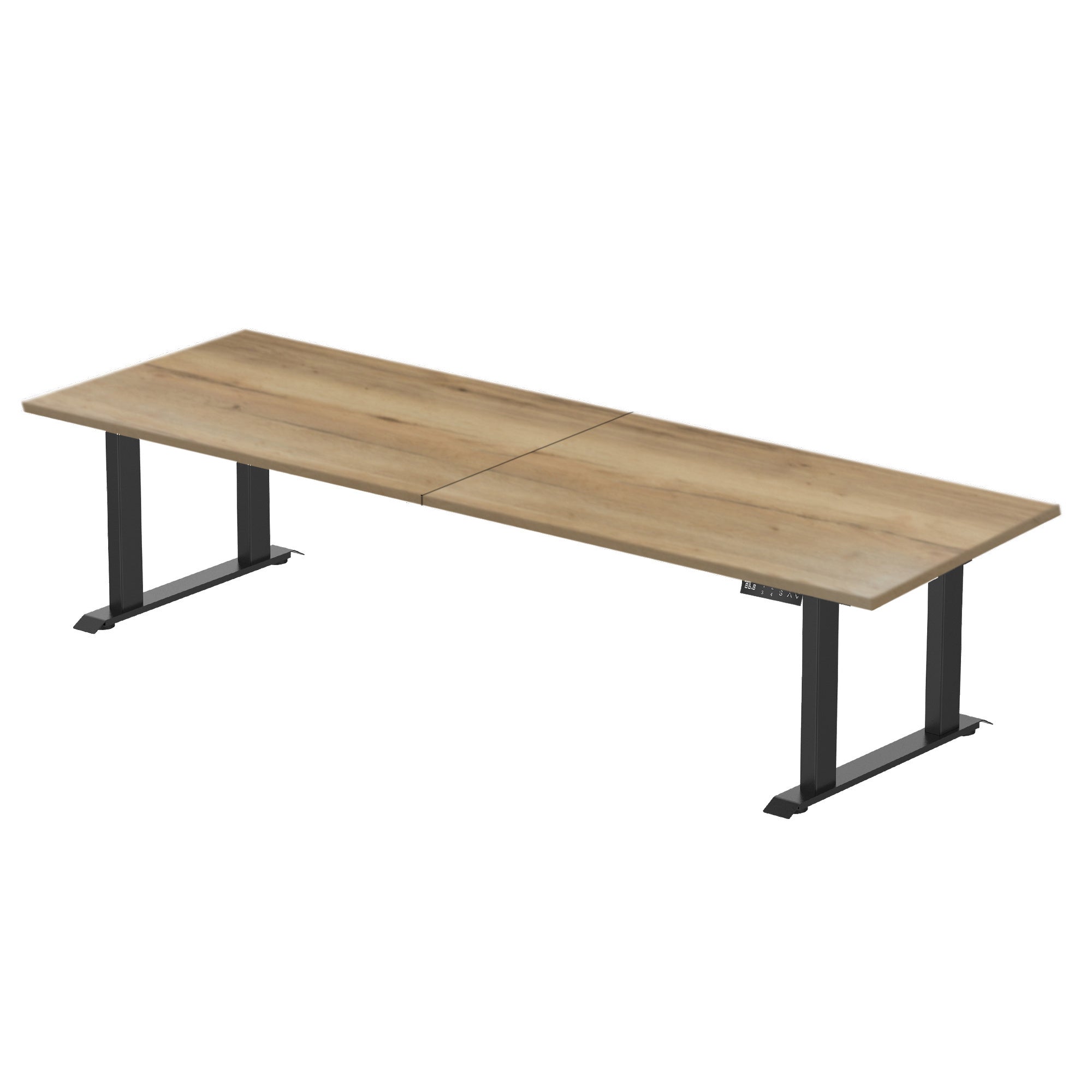 Sitz-Steh-Schreibtisch S5 200x100 Schwarz / Echtholz Eiche 