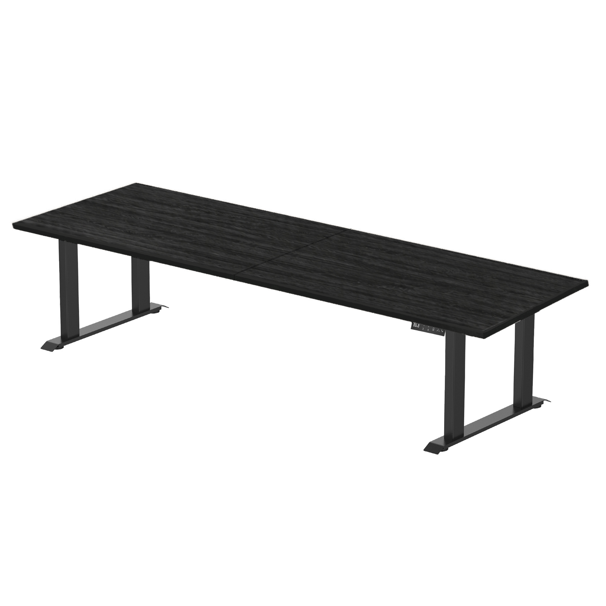 Sitz-Steh-Schreibtisch S5 200x100 Schwarz / Echtholz Eiche 