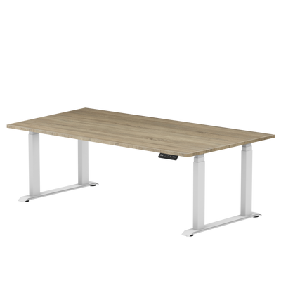 Zit-sta vergadertafel S5 heavy duty in wit grijs eiken