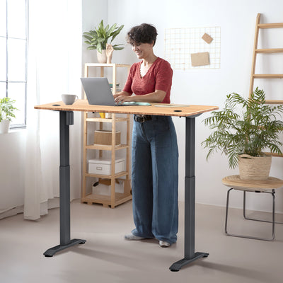 Sitz-Steh-Schreibtisch 118x60 Compact Pro Schwarz / Eiche Natur