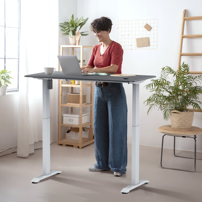 Sitz-Steh-Schreibtisch 118x60 Compact Pro Schwarz / Eiche Natur