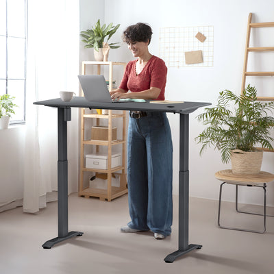 Sitz-Steh-Schreibtisch 118x60 Compact Pro Schwarz / Eiche Natur
