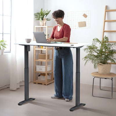 Sitz-Steh-Schreibtisch 118x60 Compact Pro Schwarz / Eiche Natur