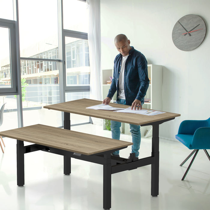 Zit-sta bureau S4 200x80 Zwart / Grijs eiken