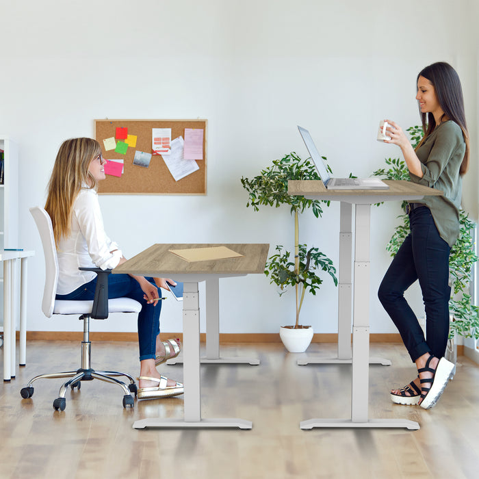 Zit-sta bureau S2 140x80 Wit / Grijs eiken