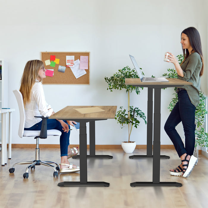 Zit-sta bureau S2 140x80 Zwart / Authentiek eiken