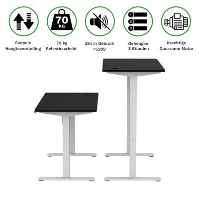 Sitz-Steh-Schreibtisch kompakt 118x60 Schwarz / Eiche Natur