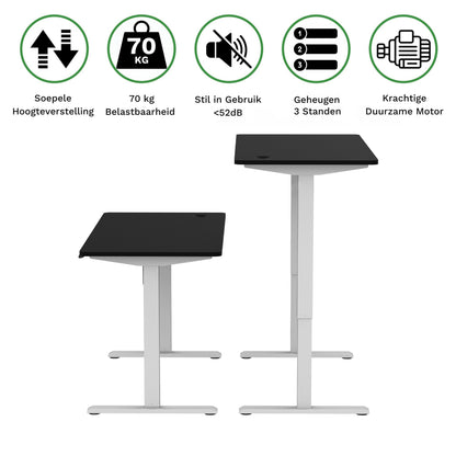 Sitz-Steh-Schreibtisch kompakt 118x60 Schwarz / Eiche Natur