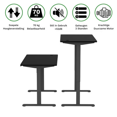 Sitz-Steh-Schreibtisch kompakt 118x60 Schwarz / Eiche Natur