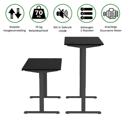 Sitz-Steh-Schreibtisch kompakt 118x60 Schwarz / Eiche Natur